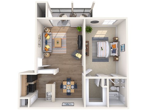 Floor plan for 1 bed, 1 bath, 575 sqft